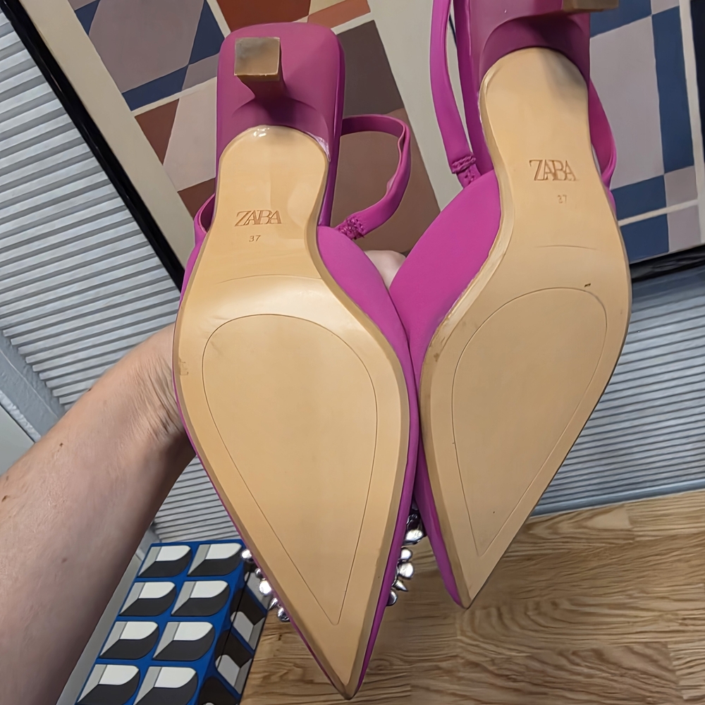 2 Pairs Zara Fuchsia And Gray H&M SHOES SIZE 7 - Picture 7 of 8